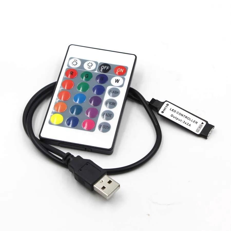 USB RGB 컨트롤러 5V 12V 24 키 IR 원격 컨트롤러 Led 조광기, 5V RGB Led USB 스트립 라이트 테이프 램프